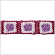 Red/White/Orchid Squares Crochet Lace Trim