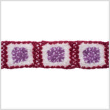 Red/White/Orchid Squares Crochet Lace Trim