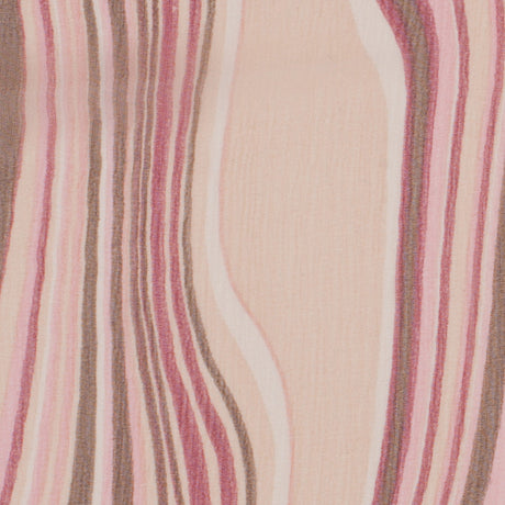 Pink Multicolor Striped Crinkled Silk Chiffon