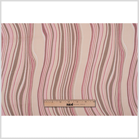 Pink Multicolor Striped Crinkled Silk Chiffon