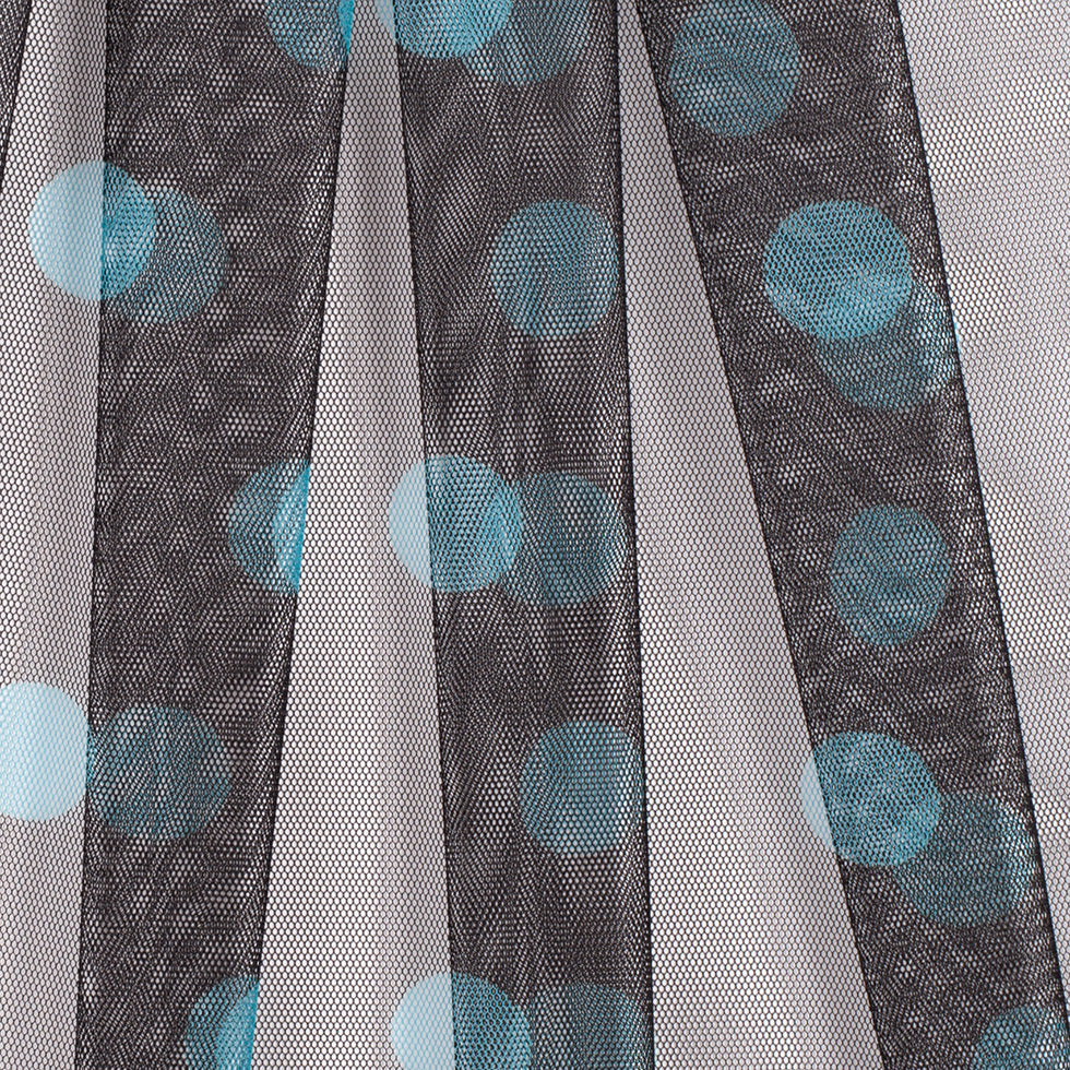 Black Coffee/Aqua Polka Dot Poly Mesh