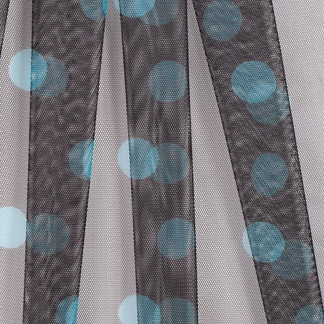 Black Coffee/Aqua Polka Dot Poly Mesh