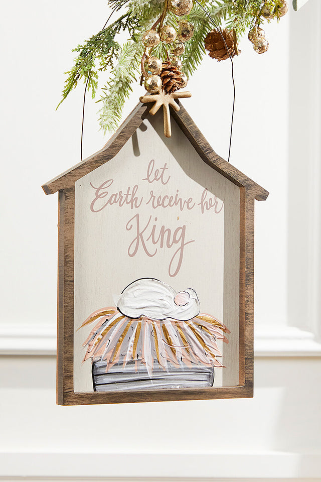8" x 10.5" Creche "Let Earth Receive Her King" Wall Sign