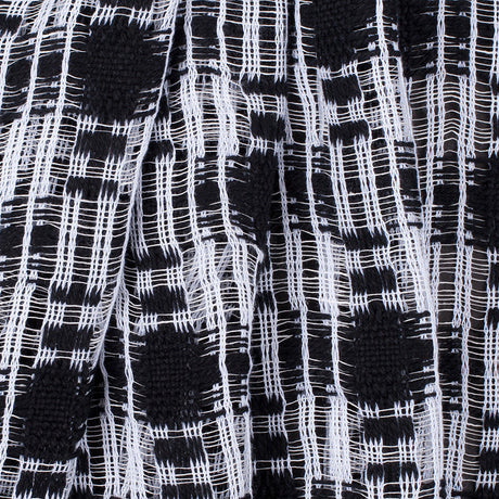 Black/White Open-Weave Checked Cotton Woven