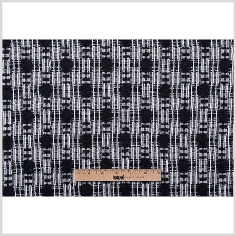 Black/White Open-Weave Checked Cotton Woven