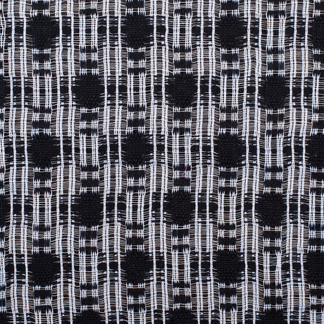 Black/White Open-Weave Checked Cotton Woven