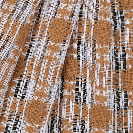 Goldstone/White Open-Weave Checked Cotton Woven