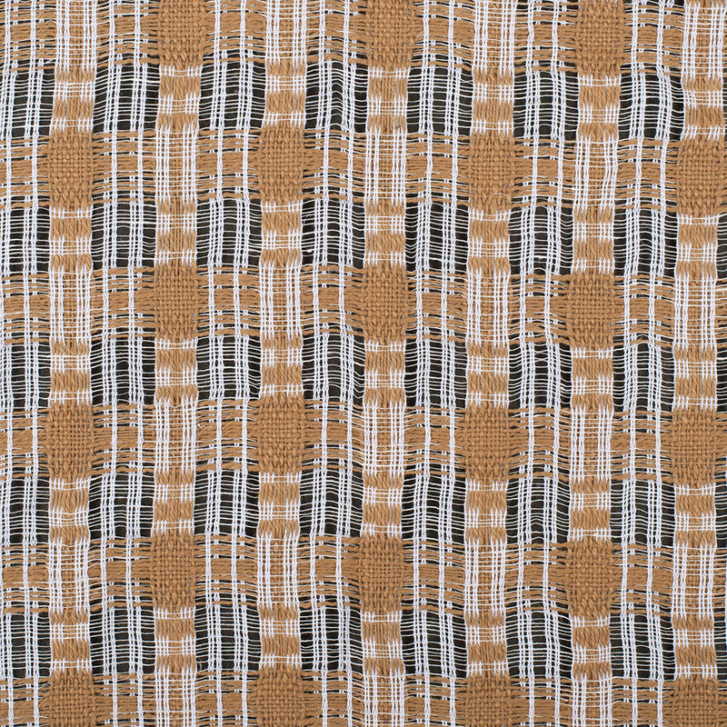 Goldstone/White Open-Weave Checked Cotton Woven