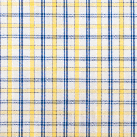 White/Primary Blue/Lemon Peel Plaid Cotton Shirting