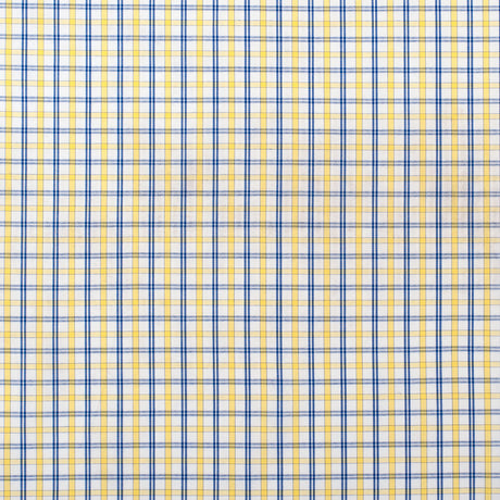 White/Primary Blue/Lemon Peel Plaid Cotton Shirting