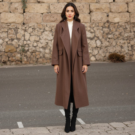 Wool and Cashmere Coating Made in Italy - Brown - Alberini Collection