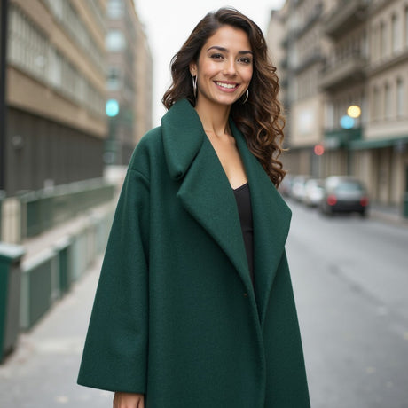 Wool and Cashmere Coating Made in Italy - Dark Teal - Alberini Collection