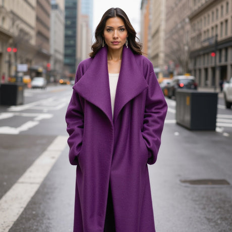 Wool and Cashmere Coating Made in Italy - Purple - Alberini Collection
