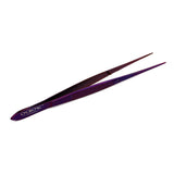 O'Creme Stainless Steel Purple Straight Fine Tip Tweezers, 6.25"