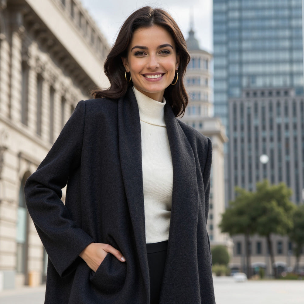 Wool and Cashmere Coating Made in Italy - Navy - Alberini Collection