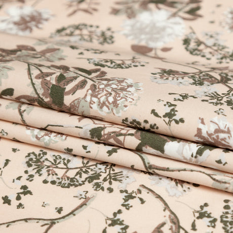Sand/Ash/Olive Floral Stretch Combed Cotton Twill