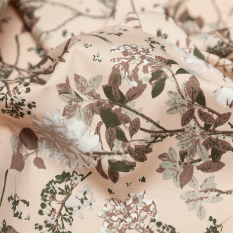 Sand/Ash/Olive Floral Stretch Combed Cotton Twill