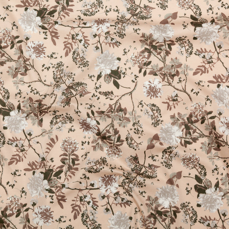 Sand/Ash/Olive Floral Stretch Combed Cotton Twill