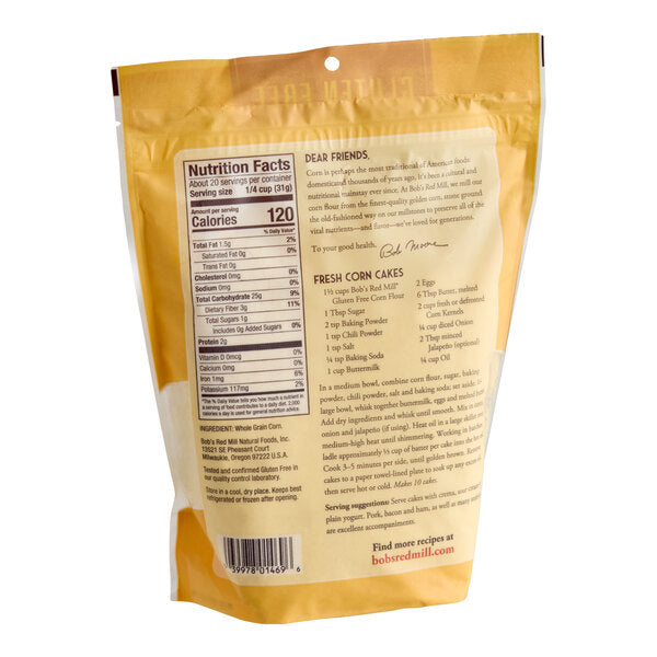 Bob's Red Mill Gluten-Free Whole Grain Corn Flour 22 oz. - 4/Case