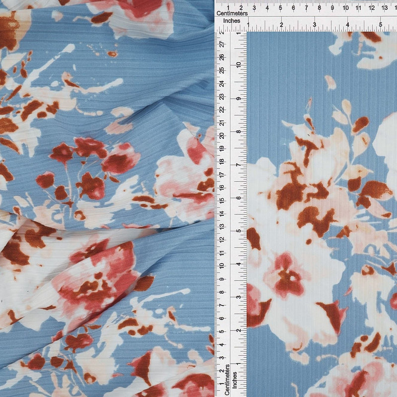 Floral Ribbed Stretch Knit Fabric