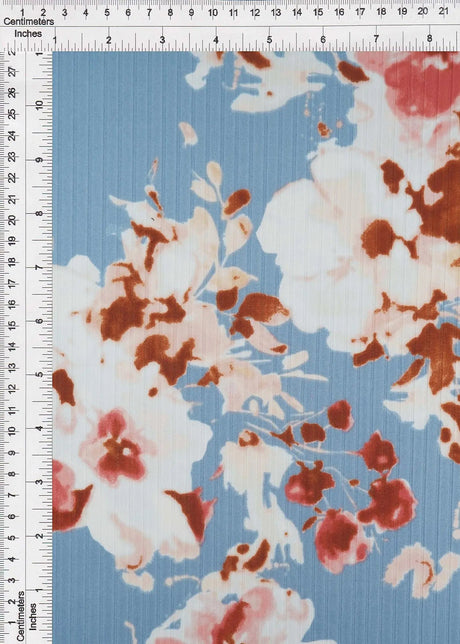 1 Yard Polyester Spandex Yummy Rib Knit Fabric Floral Print Stretch Soft 58/60" Width