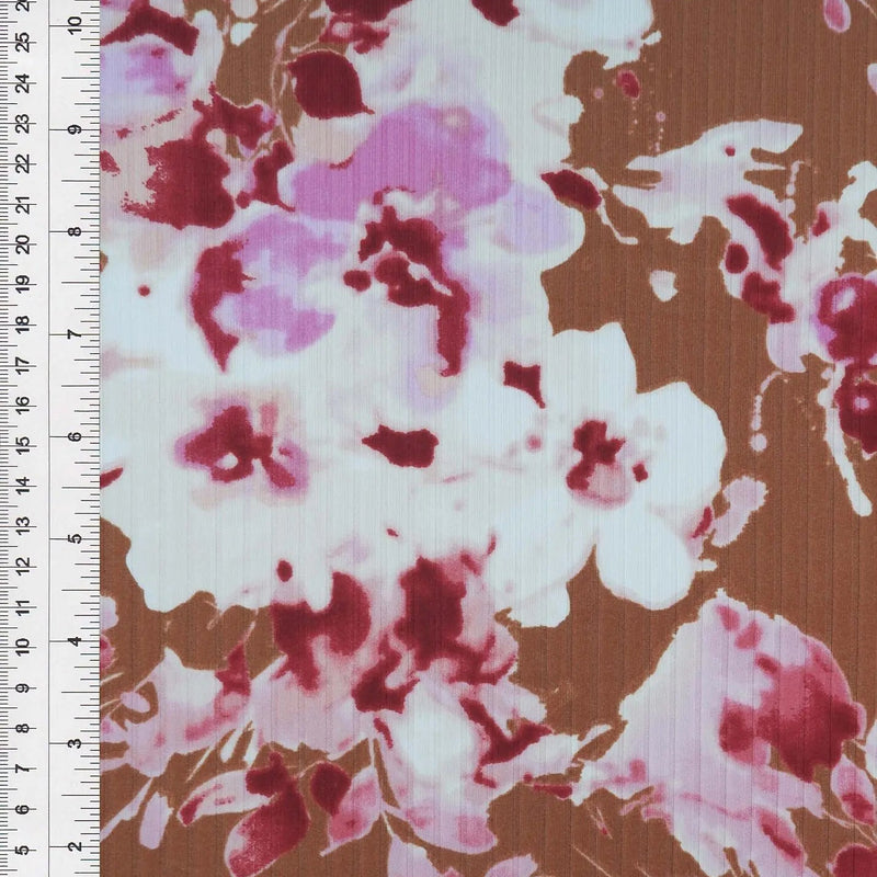1 Yard Polyester Spandex Yummy Rib Knit Fabric Floral Print Stretch Soft 58/60" Width