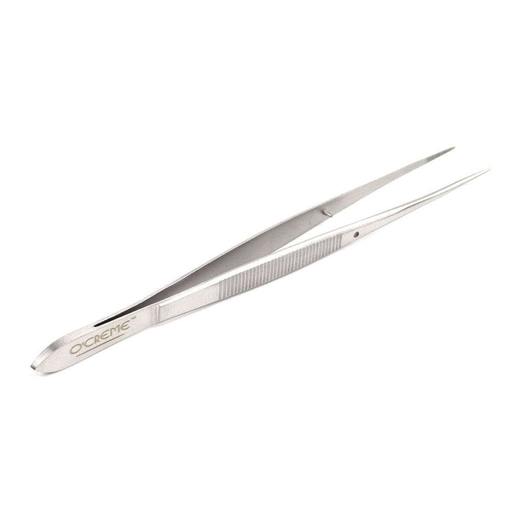 O'Creme Stainless Steel Straight Fine Tip Tweezers, 6.25"