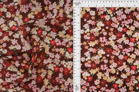 1 Yard Satin Floral Print Fabric Lightweight Woven Polyester, 57/58” Wide for Dresses & Decor