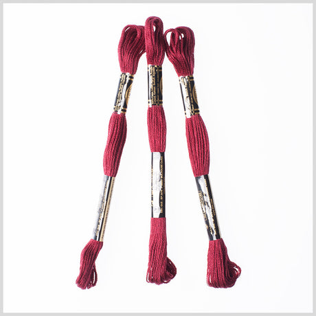 3-Pack DMC Size 6 Embroidery Floss #814 Dark Garnet