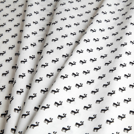 White/Black Reindeer Dense Combed Cotton Poplin