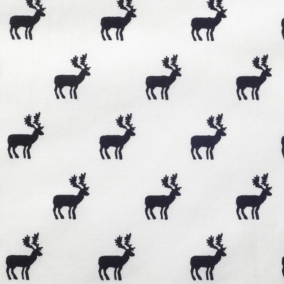 White/Black Reindeer Dense Combed Cotton Poplin