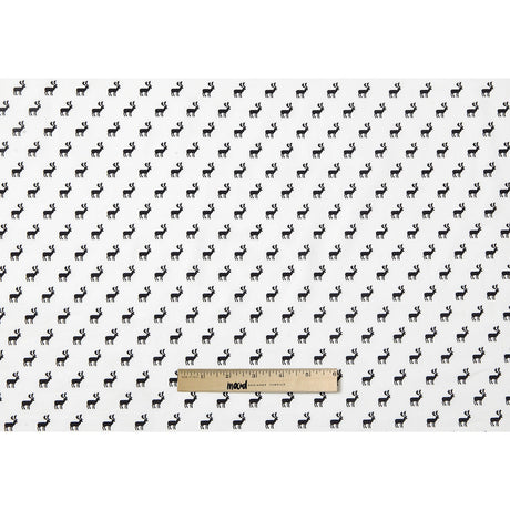 White/Black Reindeer Dense Combed Cotton Poplin