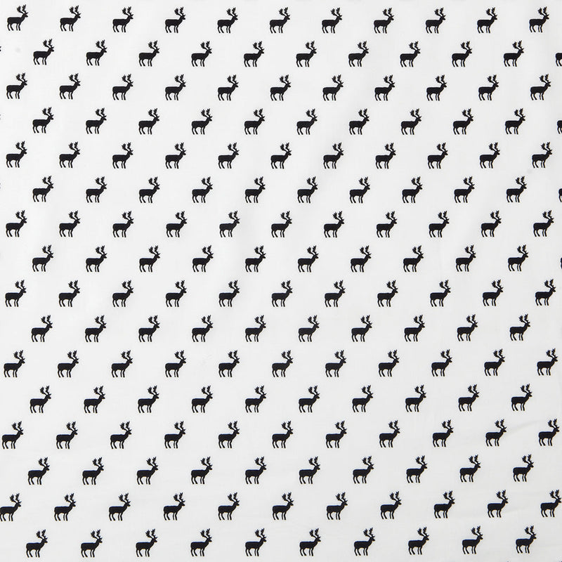 White/Black Reindeer Dense Combed Cotton Poplin