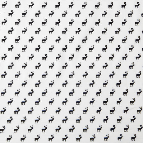 White/Black Reindeer Dense Combed Cotton Poplin