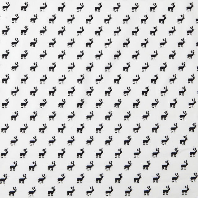 White/Black Reindeer Dense Combed Cotton Poplin