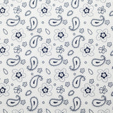 White/Navy Paisley Combed Cotton Sateen