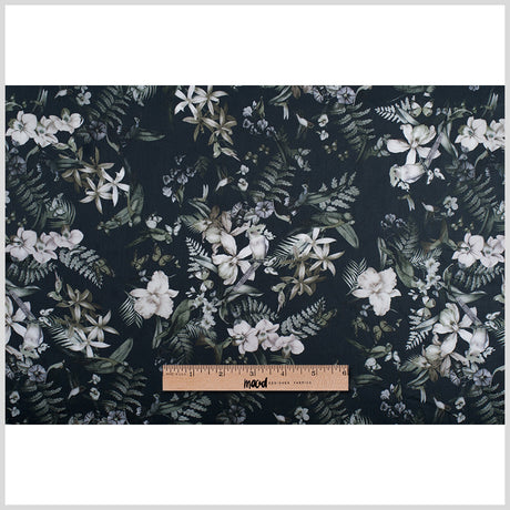 Monochrome Tropical Digitally Printed Mercerized Cotton Woven