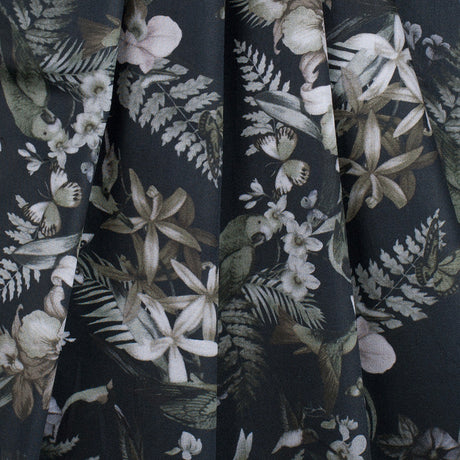 Monochrome Tropical Digitally Printed Mercerized Cotton Woven