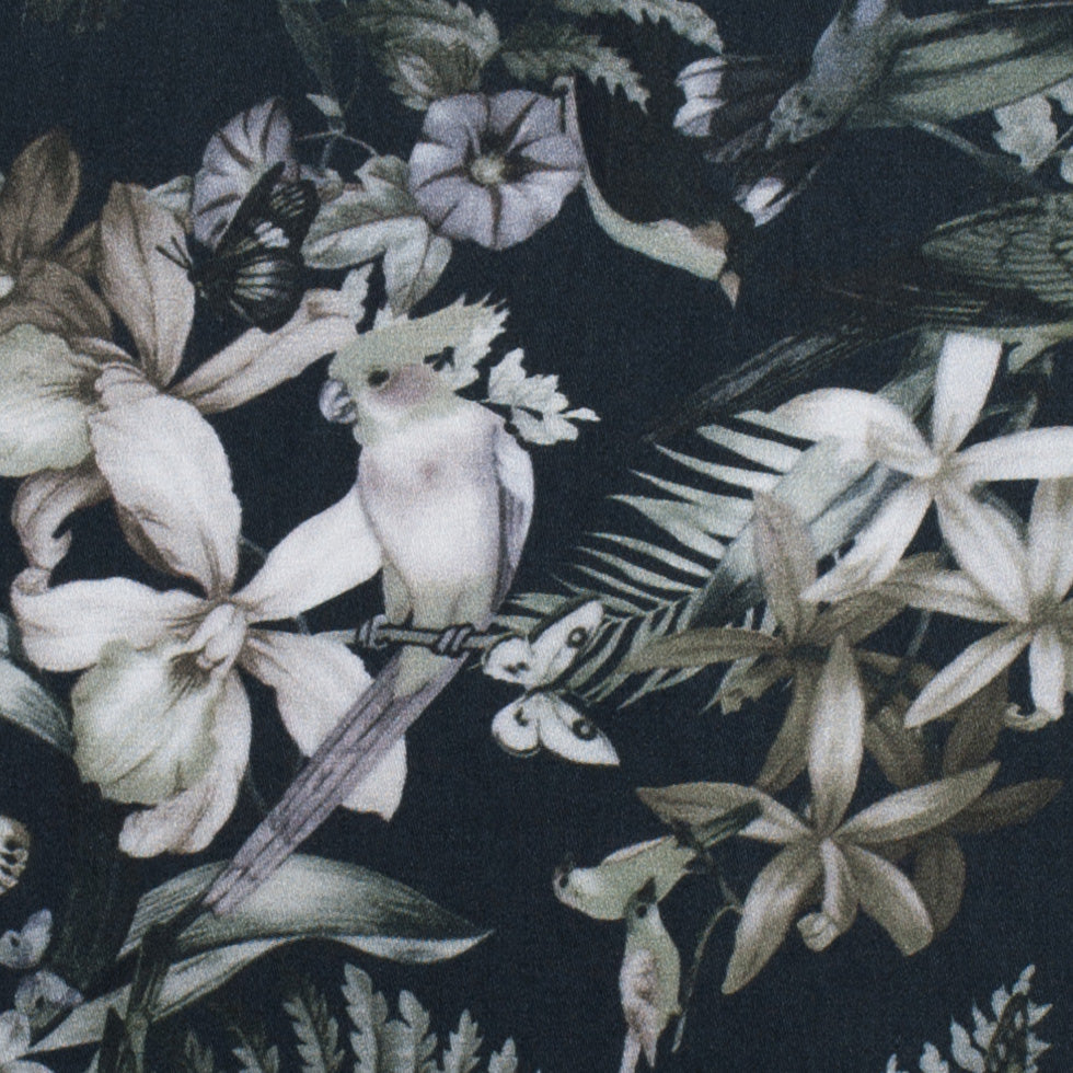 Monochrome Tropical Digitally Printed Mercerized Cotton Woven