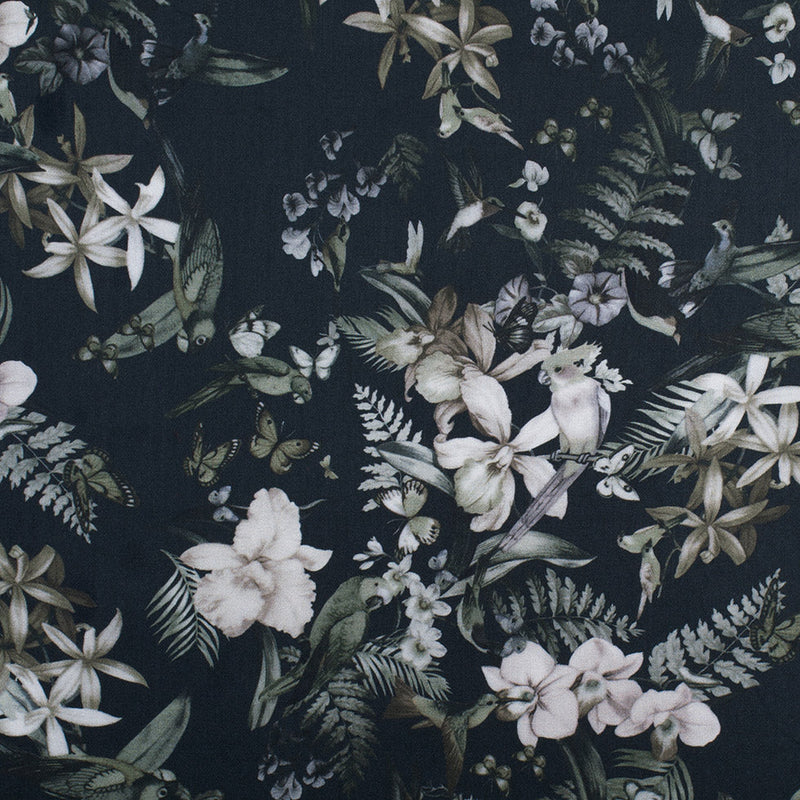 Monochrome Tropical Digitally Printed Mercerized Cotton Woven