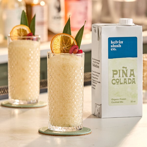 Kelvin Slush Co. Organic Frozen Pina Colada Cocktail Mix 32 fl. oz. - 6/Case