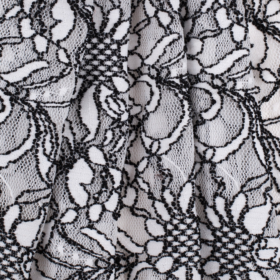 Famous NYC Designer Black/White Floral Crochet Lace
