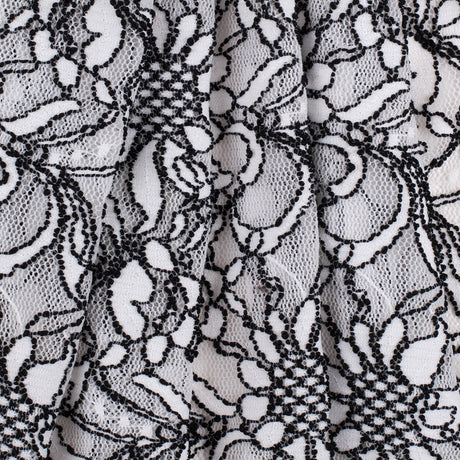 Famous NYC Designer Black/White Floral Crochet Lace