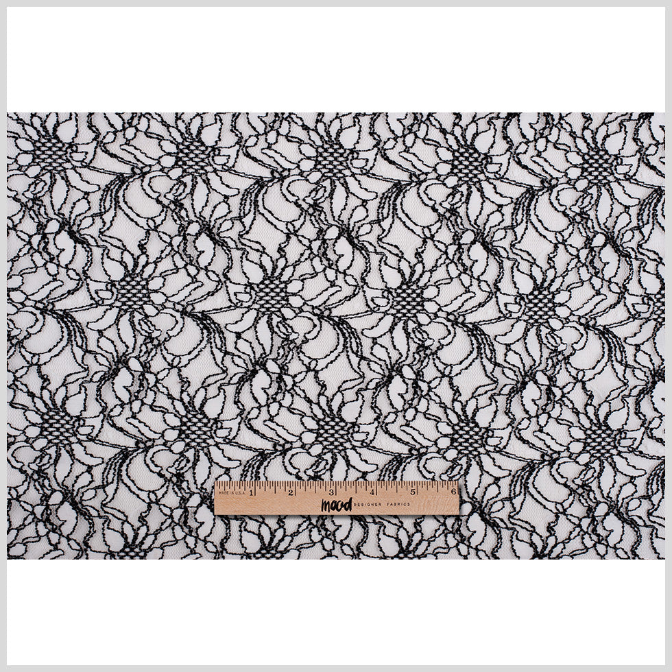 Famous NYC Designer Black/White Floral Crochet Lace