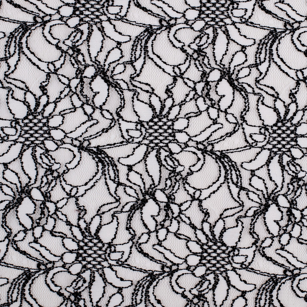 Famous NYC Designer Black/White Floral Crochet Lace
