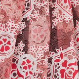 Famous NYC Designer Poppy/Oyster Floral Lace on Geometric Mesh