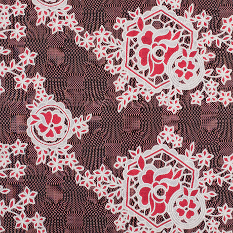 Famous NYC Designer Poppy/Oyster Floral Lace on Geometric Mesh