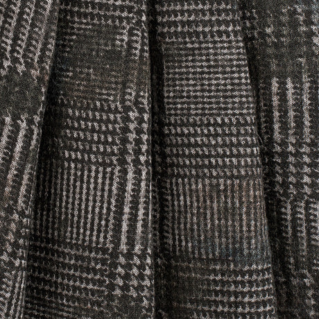 Black/Gray Glen Plaid Wool Knit w/ Fleece Backing