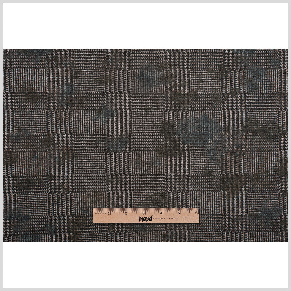 Black/Gray Glen Plaid Wool Knit w/ Fleece Backing