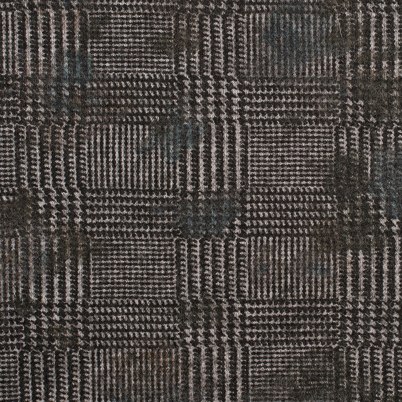 Black/Gray Glen Plaid Wool Knit w/ Fleece Backing